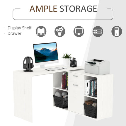 L-Shaped Computer Desk with Storage Compartments, Drawer and Cabinet, Laptop PC