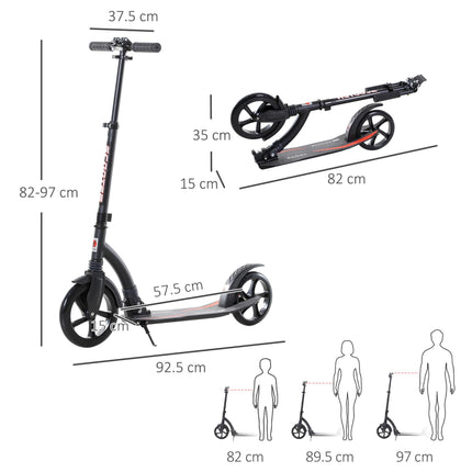 Foldable Kick Scooter with Double Shock Absorption and Big Wheels, Height Adjust