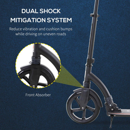 Foldable Kick Scooter with Double Shock Absorption and Big Wheels, Height Adjust