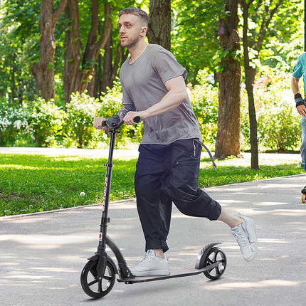 Foldable Kick Scooter with Double Shock Absorption and Big Wheels, Height Adjust