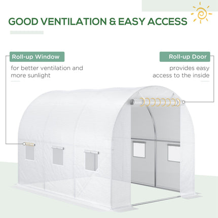 3 x 2m Walk-In Greenhouse Replacement Cover with Windows - White