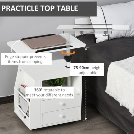 Functional Swivel Bedside Table End Table Side Table for Living Room Nightstand