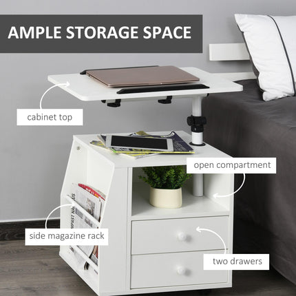 Functional Swivel Bedside Table End Table Side Table for Living Room Nightstand
