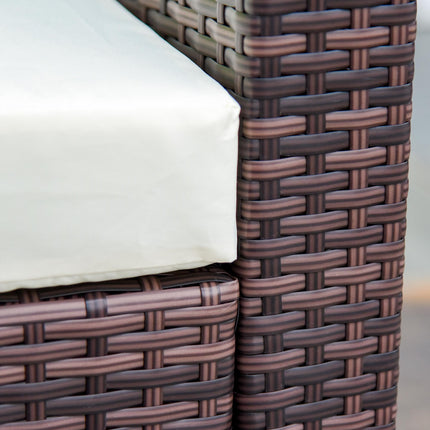 4 Seater Garden Rattan Sofa Set with Cushions - Brown