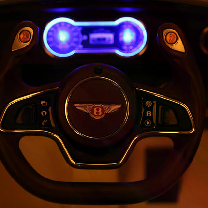Bentley Licensed 12V Kids Electric Ride-On Car with LED Lights & MP3 Player - White
