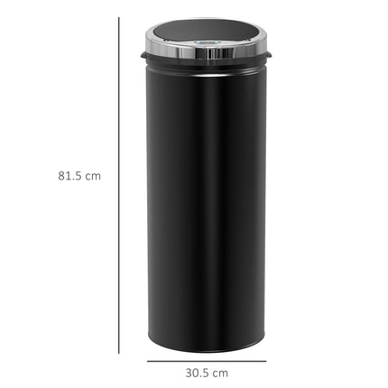 50L Stainless Steel Sensor Trash Can with Inner Bucket - Black
