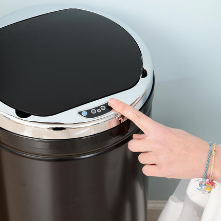 50L Stainless Steel Sensor Trash Can with Inner Bucket - Black