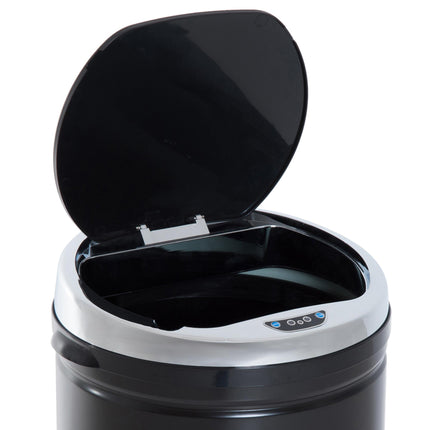 50L Stainless Steel Sensor Trash Can with Inner Bucket - Black