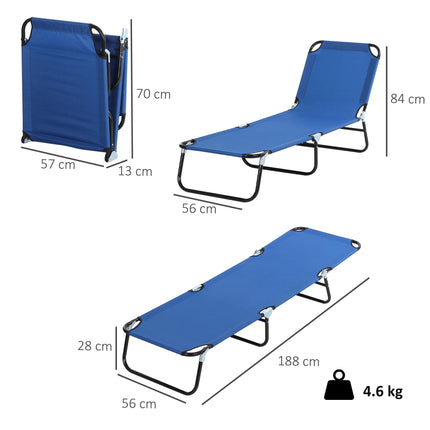 Foldable Outdoor Sun Lounger with 5-Position Adjustable Backrest and Breathable Mesh - Blue