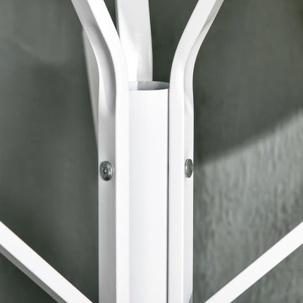 180cm Free Standing Metal Coat Rack with 9 Hooks and Shelf for Hallway Living Room - White