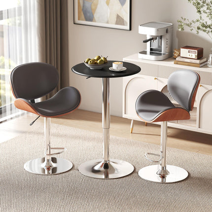 Height Adjustable Round Bistro Bar Table with Swivel Top - Black