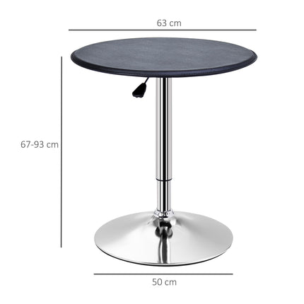 Height Adjustable Round Bistro Bar Table with Swivel Top - Black