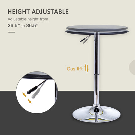 Height Adjustable Round Bistro Bar Table with Swivel Top - Black