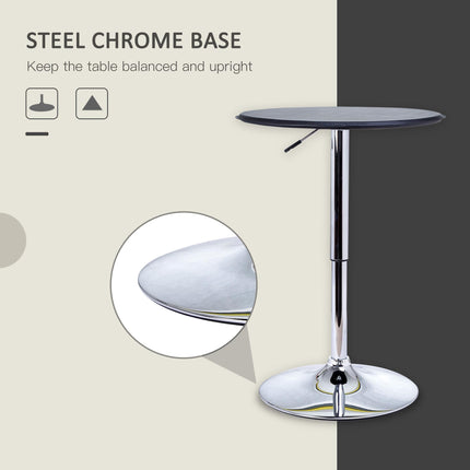 Height Adjustable Round Bistro Bar Table with Swivel Top - Black