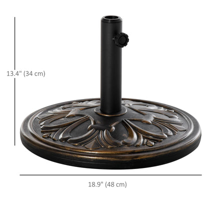 13kg Outdoor Parasol Base with Carved Flower Design and Adjustable Screw - Bronze Tone