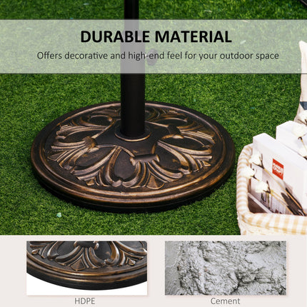 13kg Outdoor Parasol Base with Carved Flower Design and Adjustable Screw - Bronze Tone