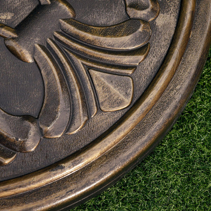 13kg Outdoor Parasol Base with Carved Flower Design and Adjustable Screw - Bronze Tone