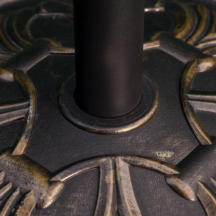 13kg Outdoor Parasol Base with Carved Flower Design and Adjustable Screw - Bronze Tone