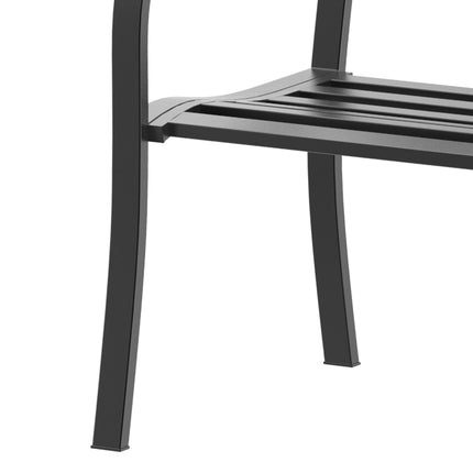 2 Seater Metal Garden Bench with Mesh Backrest - Black
