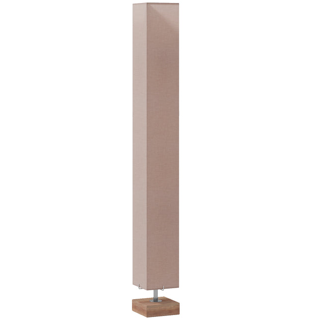 Floor Lamp, 120cm Standing Lamp with Linen Lampshade, Standard Light with Pine W