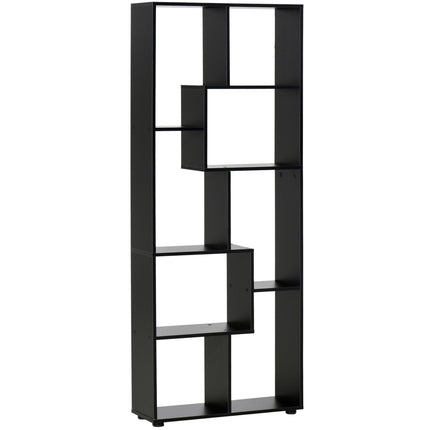 8-Tier Freestanding Modern Grid Bookcase with Melamine Surface and Anti-Tipping Pads - Black