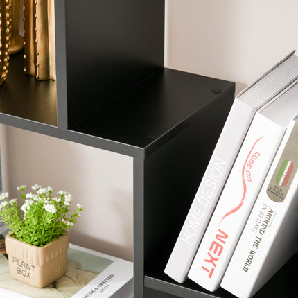8-Tier Freestanding Modern Grid Bookcase with Melamine Surface and Anti-Tipping Pads - Black
