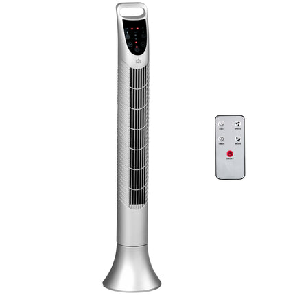 36'' Freestanding Tower Fan with 3 Speeds, 3 Modes, 7.5h Timer & Remote - Silver