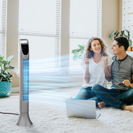 36'' Freestanding Tower Fan with 3 Speeds, 3 Modes, 7.5h Timer & Remote - Silver