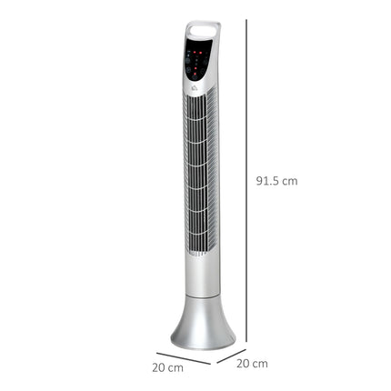 36'' Freestanding Tower Fan with 3 Speeds, 3 Modes, 7.5h Timer & Remote - Silver