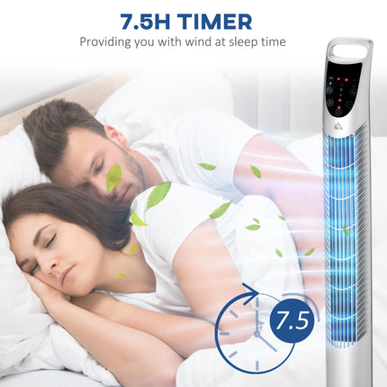 36'' Freestanding Tower Fan with 3 Speeds, 3 Modes, 7.5h Timer & Remote - Silver