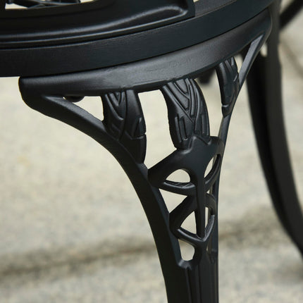 3 Piece Aluminium Outdoor Bistro Set with Umbrella Hole - Black