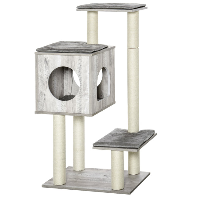 Cat Tree for Indoor Large Cats 113cm Kitten Tower Condo Jute Scratching Post Kitten Play House Activity Center Furniture