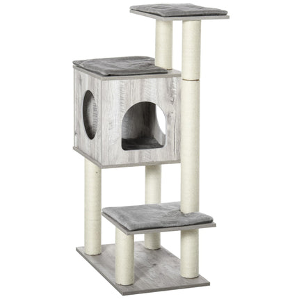 Cat Tree for Indoor Large Cats 113cm Kitten Tower Condo Jute Scratching Post Kitten Play House Activity Center Furniture