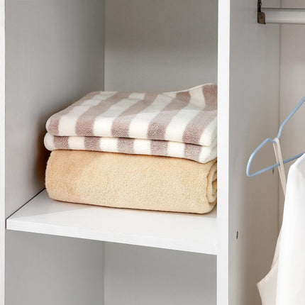 Open Wardrobe with Hanging Rail, Storage Shelves & Wheels 128x80x40 cm - White