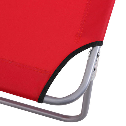Folding Sun Lounger with Adjustable Shade and Reclining Backrest for Beach & Patio - Red