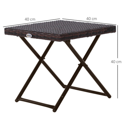 Foldable Square Rattan Coffee Table with Steel Frame - Brown