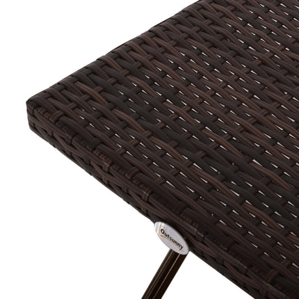Foldable Square Rattan Coffee Table with Steel Frame - Brown