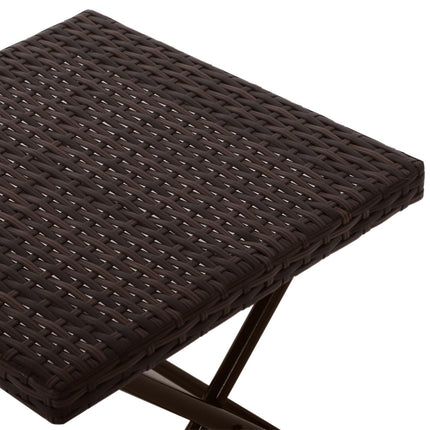 Foldable Square Rattan Coffee Table with Steel Frame - Brown