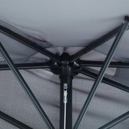 2.7m Garden Half Parasol with 5 Steel Ribs Outdoor Balcony Patio Sun Shade - Grey