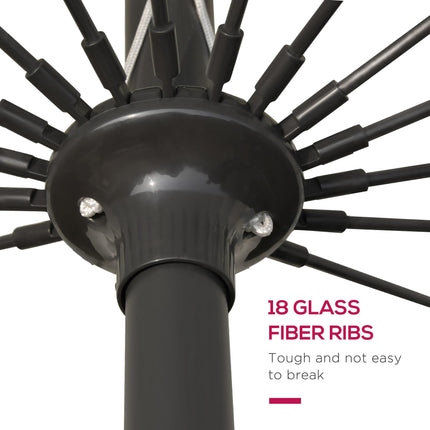 255cm Outdoor Patio Parasol with Tilt Crank and Fibreglass Ribs - Wine Red