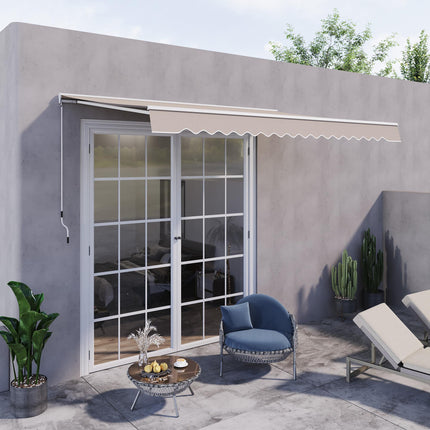3m Retractable Electric Awning with Manual Crank for UV Protection - Grey