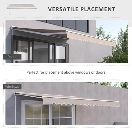 3m Retractable Electric Awning with Manual Crank for UV Protection - Grey