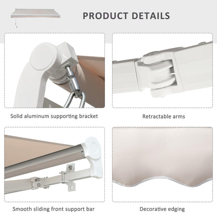 3m Retractable Electric Awning with Manual Crank for UV Protection - Grey