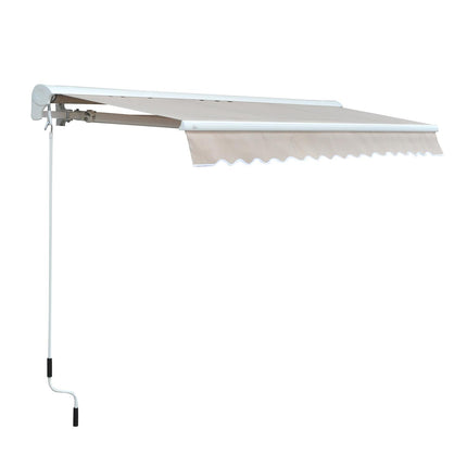 3m Retractable Electric Awning with Manual Crank for UV Protection - Grey