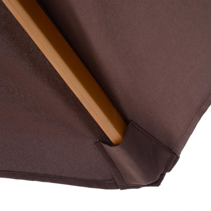 2.5m Wooden Garden Parasol with Ventilated Polyester Canopy - Coffee