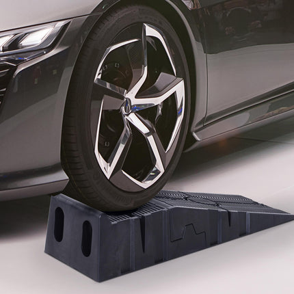 Heavy Duty 5 Ton Plastic Car Service Ramps 1 Pair for Garage Workshop - Black