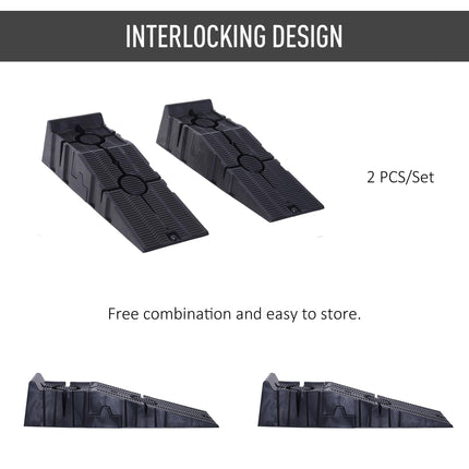 Heavy Duty 5 Ton Plastic Car Service Ramps 1 Pair for Garage Workshop - Black