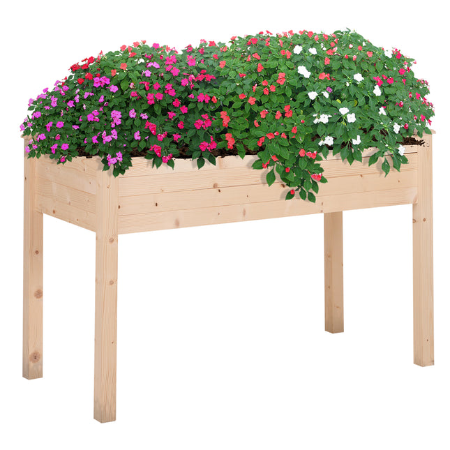 Rectangular Fir Wood Planter Box with Non-Woven Fabric Liner - Natural Wood