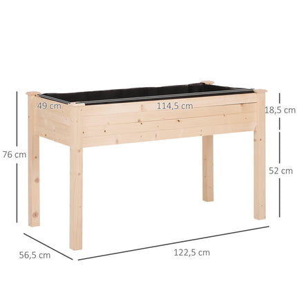 Rectangular Fir Wood Planter Box with Non-Woven Fabric Liner - Natural Wood