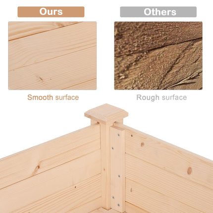 Rectangular Fir Wood Planter Box with Non-Woven Fabric Liner - Natural Wood